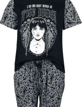 Schlafanzug - - Best Work - S bis XXL - für Damen - Größe M - schwarz - EMP exklusives Merchandise! - Frauen - female - Wednesday - FashionsVida