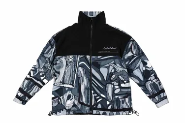 Fleece Wendejacke - Jacke-Fleece - schwarz weiß - Herren - Size: S