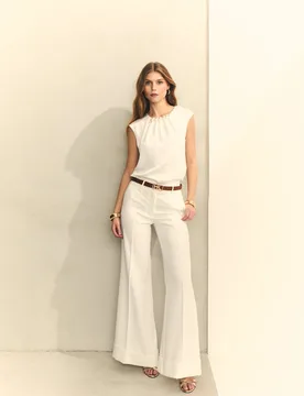 Pantalón de mujer con bajo doblado y cinturón - Hannibal Laguna Collection - FashionsVida