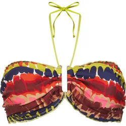 Top de bikini de capacidad bandeau con estampado abstracto