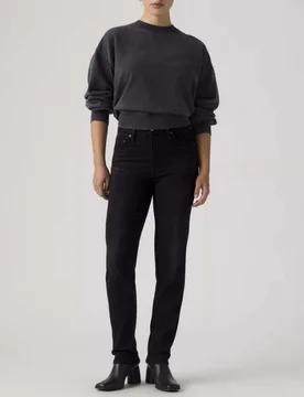 Jeans 722 High Rise Slim Levi's neri in denim stretch di cotone e lyocell - Levis - FashionsVida