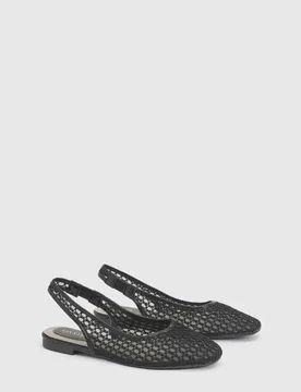 Women's Shauna Faux Leather Lace Slingback Ballet Pumps in Black Size: 8 - Black - Size: 8 - OASIS - FashionsVida