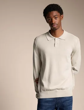 Cotton Rich Knitted Polo Shirt Beige male - BOSS - FashionsVida