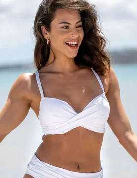 Free Spirit Wired Padded Plunge Bikini Top B-G White female - Pour Moi - FashionsVida