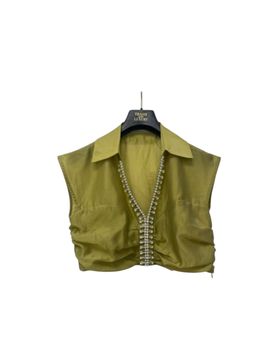 Crop top scollo a V Donna con applicazione