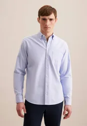 Regular Casual Hemd Uni Blau 48