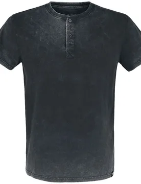 T-Shirt - T-Shirt mit Waschung und Knopfleiste - S bis 5XL - für Männer - Größe XL - oliv - Männer - male - Black Premium by EMP - FashionsVida