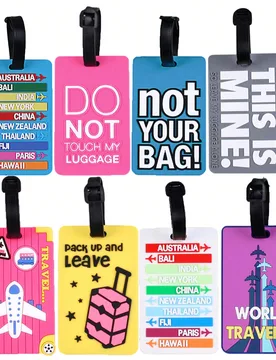 Etiqueta de equipaje de goma blanda de PVC, tarjeta de embarque de avión, etiqueta colgante creativa para maleta de viaje, placa de identificación, - Shein - FashionsVida