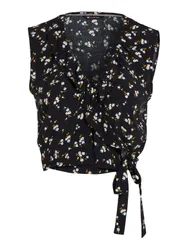 TJW FLORAL RUFFLE WRAP TOP EXT female