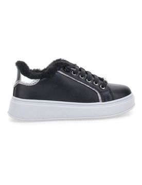 Sneakers nere con pelliccia e dettagli metallici 153451 32