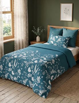 Set di biancheria da letto con motivo floreale - steel blue