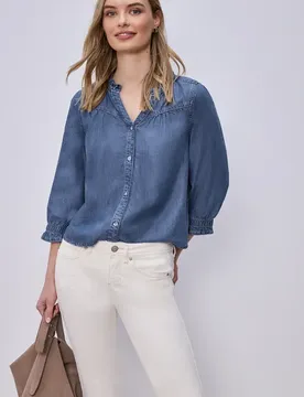 Arm Bluse mit Rüschendetails female Blau