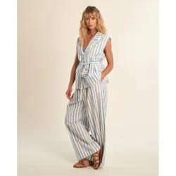 Pantalón ancho de mujer largo estampado rayas