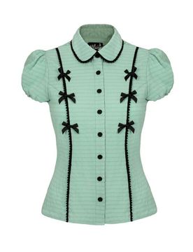 Rockabilly Bluse - Casey Blouse - XS bis XL - für Damen - Größe XL - grün/schwarz - Frauen - female