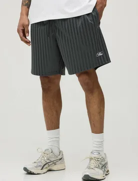 Men's Regular Fit Striped Man Script Jersey Short Vintage Khaki Size Small Vintage Khaki S - boohooMAN - FashionsVida