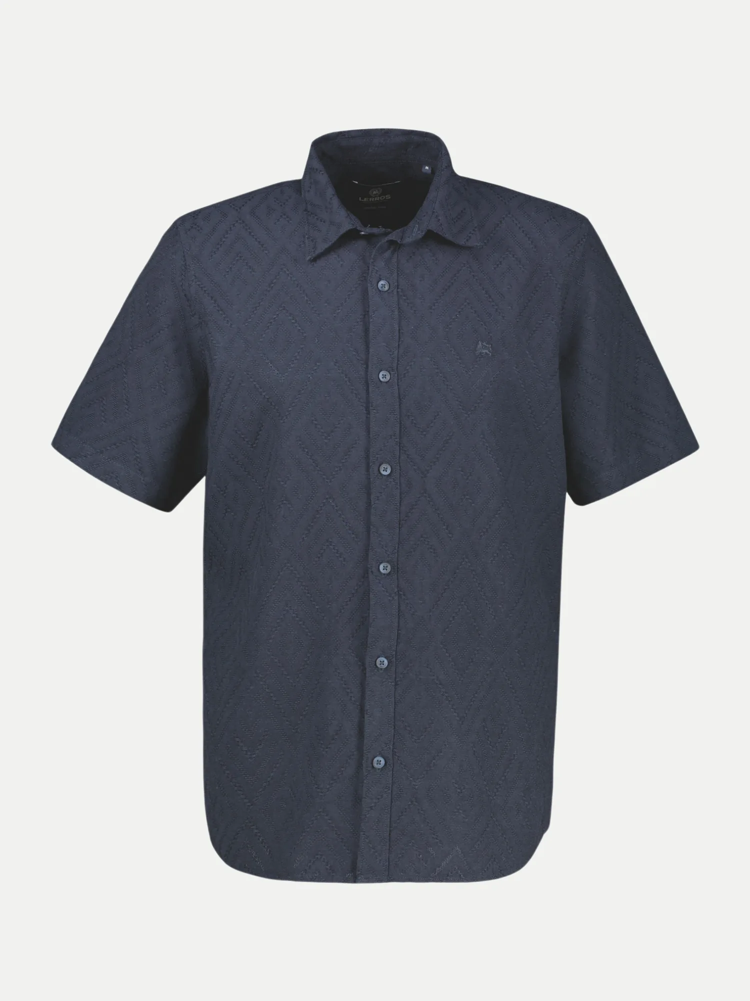 Kurzarmhemd mit Rautenstruktur Blau L - Lerros - FashionsVida