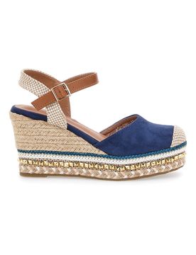 Sandali Espadrillas Blu Con Zeppa e Fibbia 322290 38