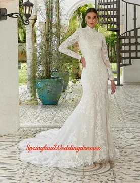 Customized mermaid Women Wedding Dresses Elegant Lace Flower Printing Bridal Gowns Princess Banquet Vestidos De Novias - Aliexpress - FashionsVida