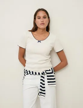 Camiseta de mujer de algodón con manga corta - Yerse - FashionsVida