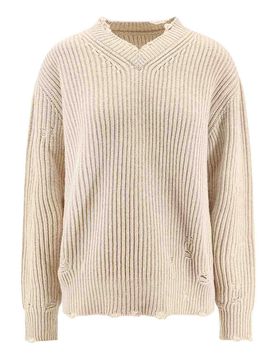 Maglia In Misto Lana Con Effetto Distressed