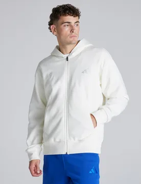 Manchester United x ALL SZN Fleece Full Zip Hoodie Off White XS - Adidas - FashionsVida