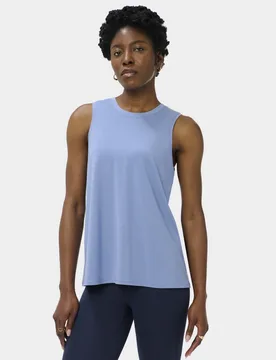 Soft Flow Studio Open Back Yoga Vest Top Blue Denim female - Sweaty betty - FashionsVida