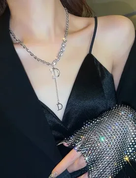 Light luxury niche design letter D zircon necklace sweater chain female senior autumn and winter accessorie - Aliexpress - FashionsVida