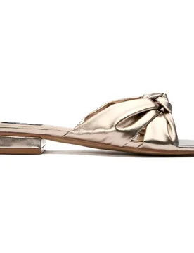 Womens Vegan Salsify Knot Slide Sandals - Metallic - Size Uk 3 - V.gan - FashionsVida