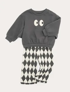Cotton Rich Top & Bottom Outfit (0-5 Yrs) Black Mix male - M&S - FashionsVida