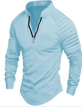Autumn New Men's Long Sleeve Zipper Polo Shirt POLO Shirt Business Casual Pleated Top Half Zipper T-Shirt S-3XL Size - Aliexpress - FashionsVida