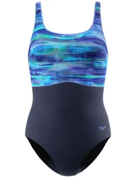 Print Contour Eclipse Damen Badeanzug, blau 42