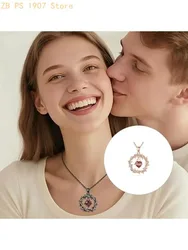 Heart Pendant Necklace with Textured Wreath Frame and Adjustable Chain 55KA