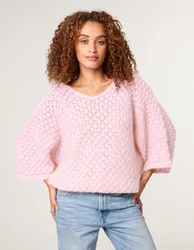 Pointelle Knit Batwing Jumper - ONE / PINK - female