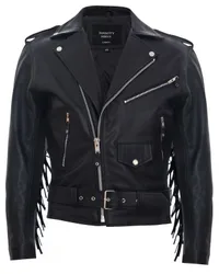 Mens Fringe Hide Brando Tasseled Motorcycle Biker Jacket - Black - Size 3xl