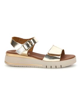 Sandali platino con zeppa e strappo in velcro 5493097 38