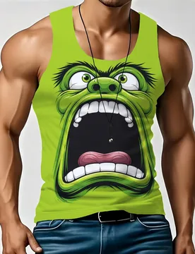 Men's Green Monster Big Mouth Cartoon Graphic Tank Top, Sleeveless Muscle Vest Summer Casual Workout Tank Shirt - Aliexpress - FashionsVida