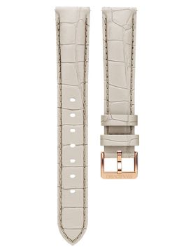 Cinturino per orologio, Larghezza: 16 mm (0.63"), Pelle con impunture, Grigio, Finitura in tono oro rosa 16 cm