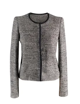 Grey-black textured collarless snap-button jacket - Iro - FashionsVida