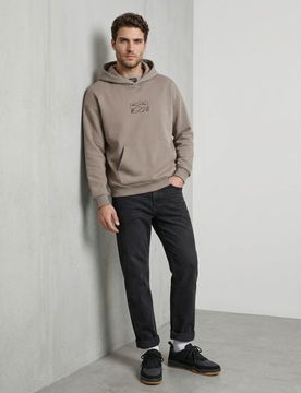 Felpa con cappuccio comfort con ricamo - beige