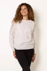 Women's Ivory Long Sleeve Slip On Round Neck Jumper Size: Large - Ivory - Size: L