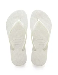 Slim Metallic Flip Flops White female