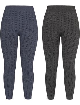 Wärme-Leggings „Zopfmuster“, 2 Stück L grau blau