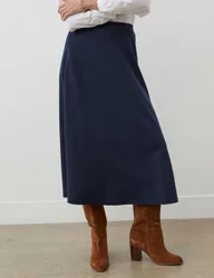 Ponte Jersey Midi A-Line Skirt Navy female