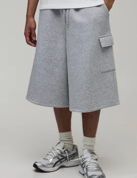 Herren Cargo-Taschen Jersey Bermuda Shorts Grey Marl Größe XS - boohooMAN - FashionsVida