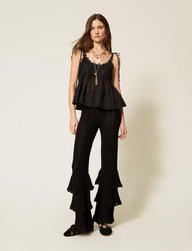 Pantalon en maille avec volants