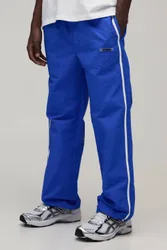 Herren Relaxed-Fit Nylon-Hose Mit Seitenstreifen Und Logo-Print Blue Größe XL