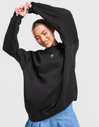 Womens Essentials Fleece Long Oversized Crew Sweatshirt - Nero, nero nero Donna taglia XS