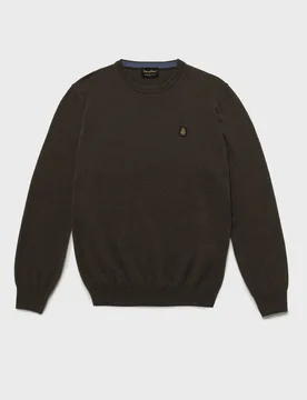 Maglia girocollo marrone in misto lana viscosa e cachemire - RefrigiWear - FashionsVida