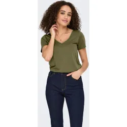 Top de mujer de manga corta con cuello pico