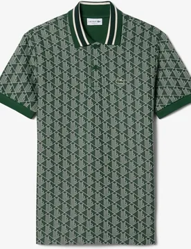 Polo de hombre de jacquard de corte clásico con monograma de manga corta - Lacoste - FashionsVida